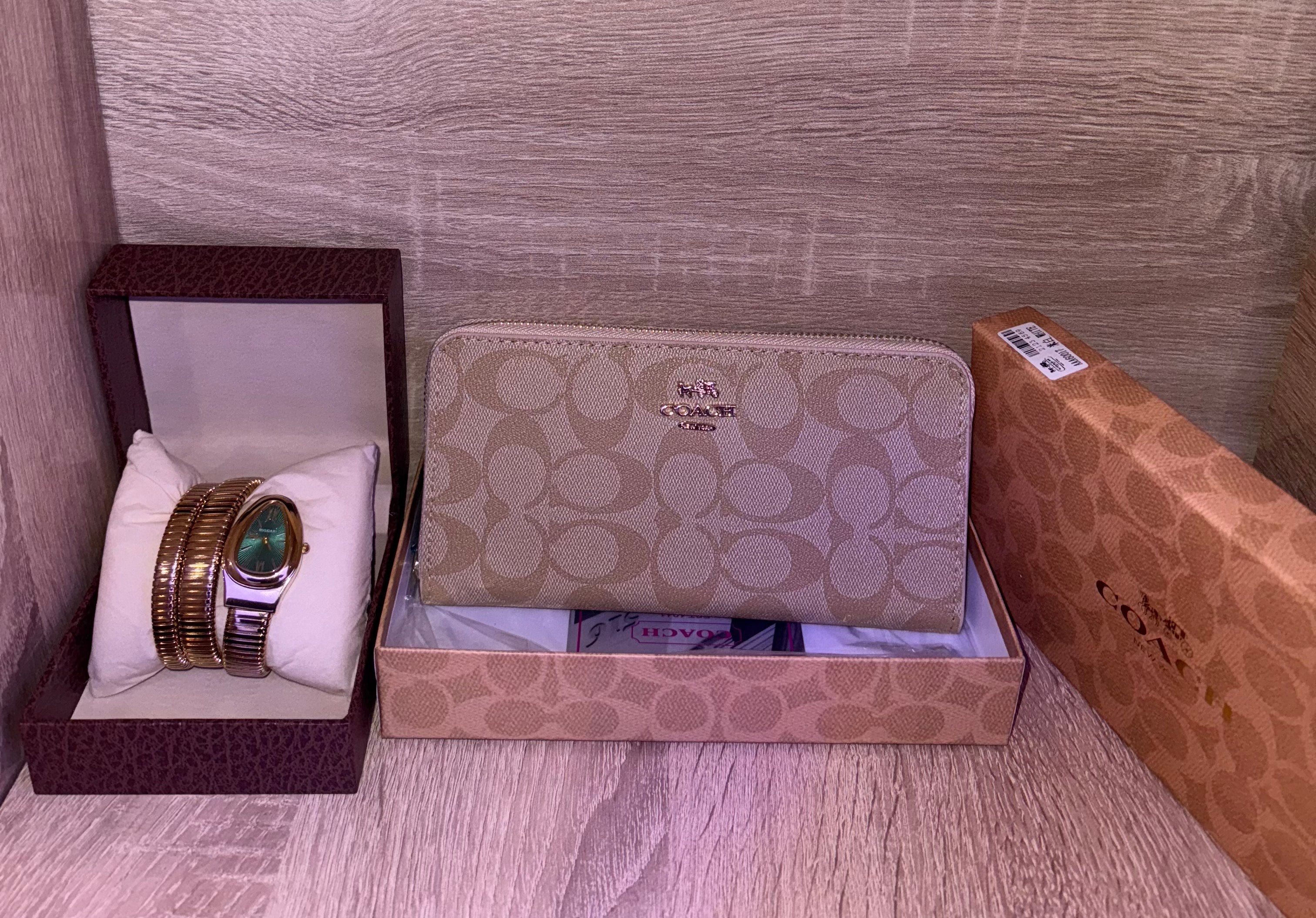 PACK BVLGARI + PORTE FEUILLE COACH BEIGE